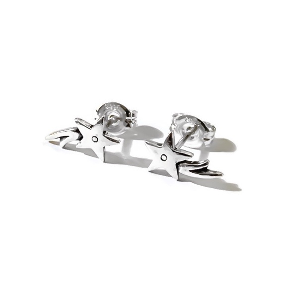🌠 cute celestial 925 sterling silver shooting star stud/post earrings - Picture 4 of 9